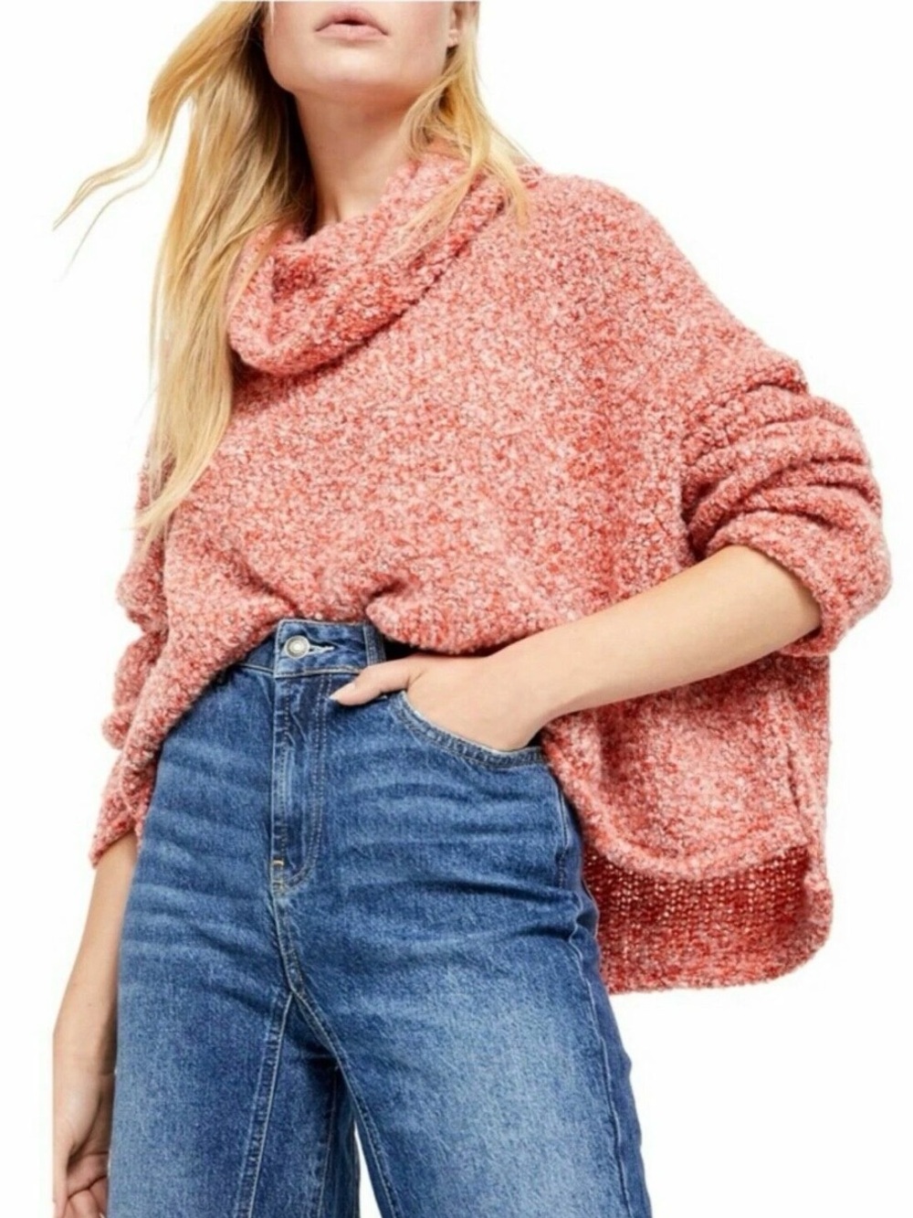 Free People BFF Cowl Neck Sweater Oversized XS Relaxed Cropped